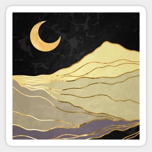 Gold landscape with moon #5 Sticker